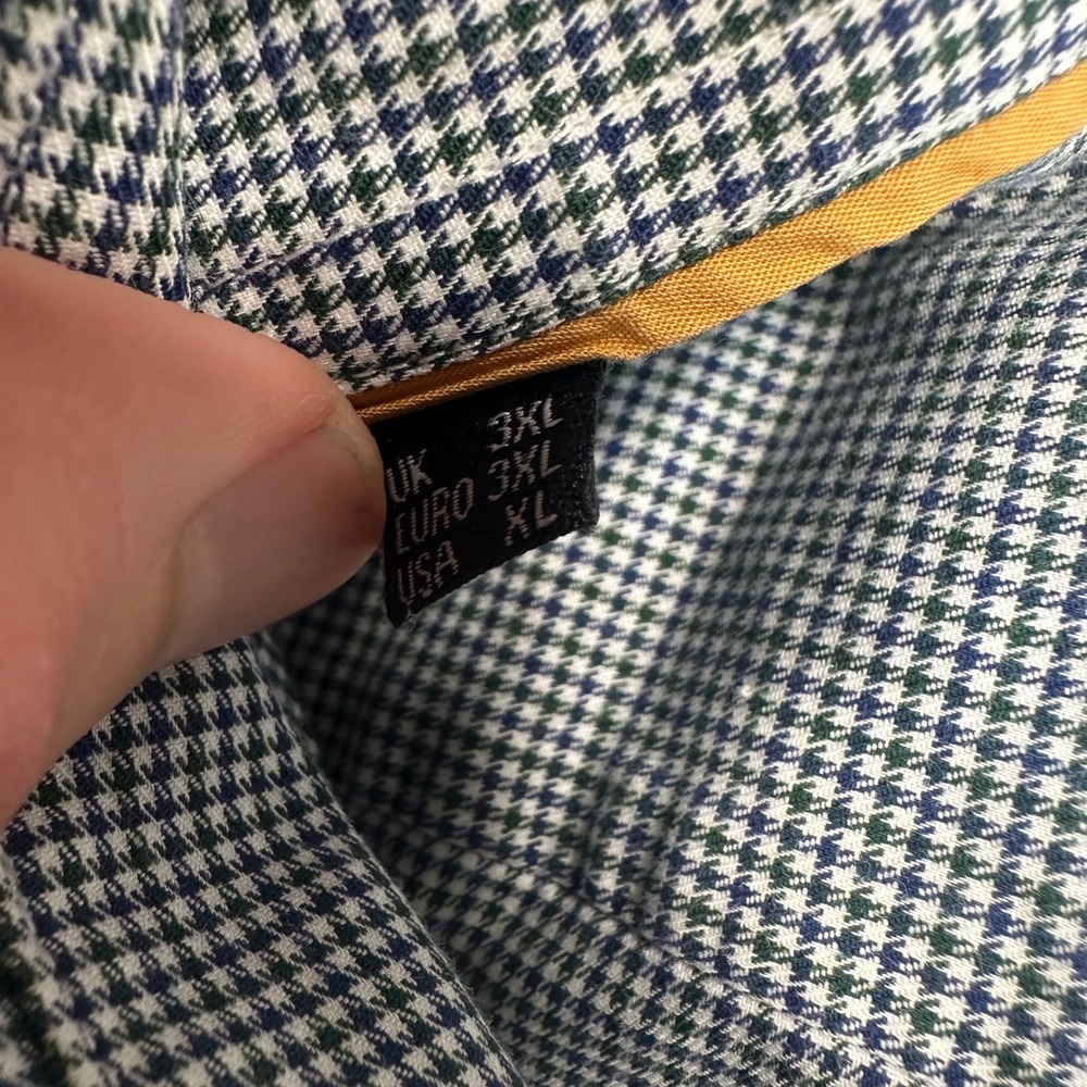 Barbour Shirt Mens XL Tailored Fit Navy Blue Highfield Micro Gingham Preppy EUC - Picture 4 of 10